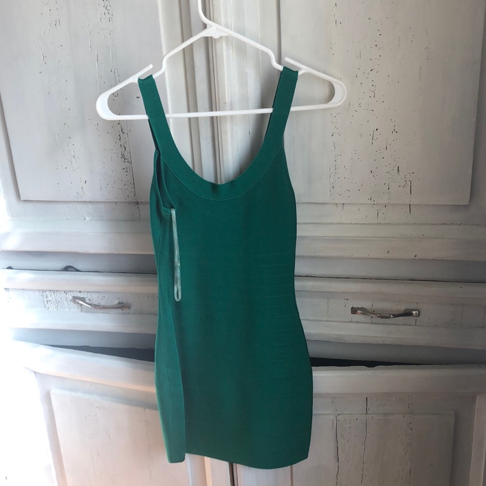 Marciano forest green bandage dress